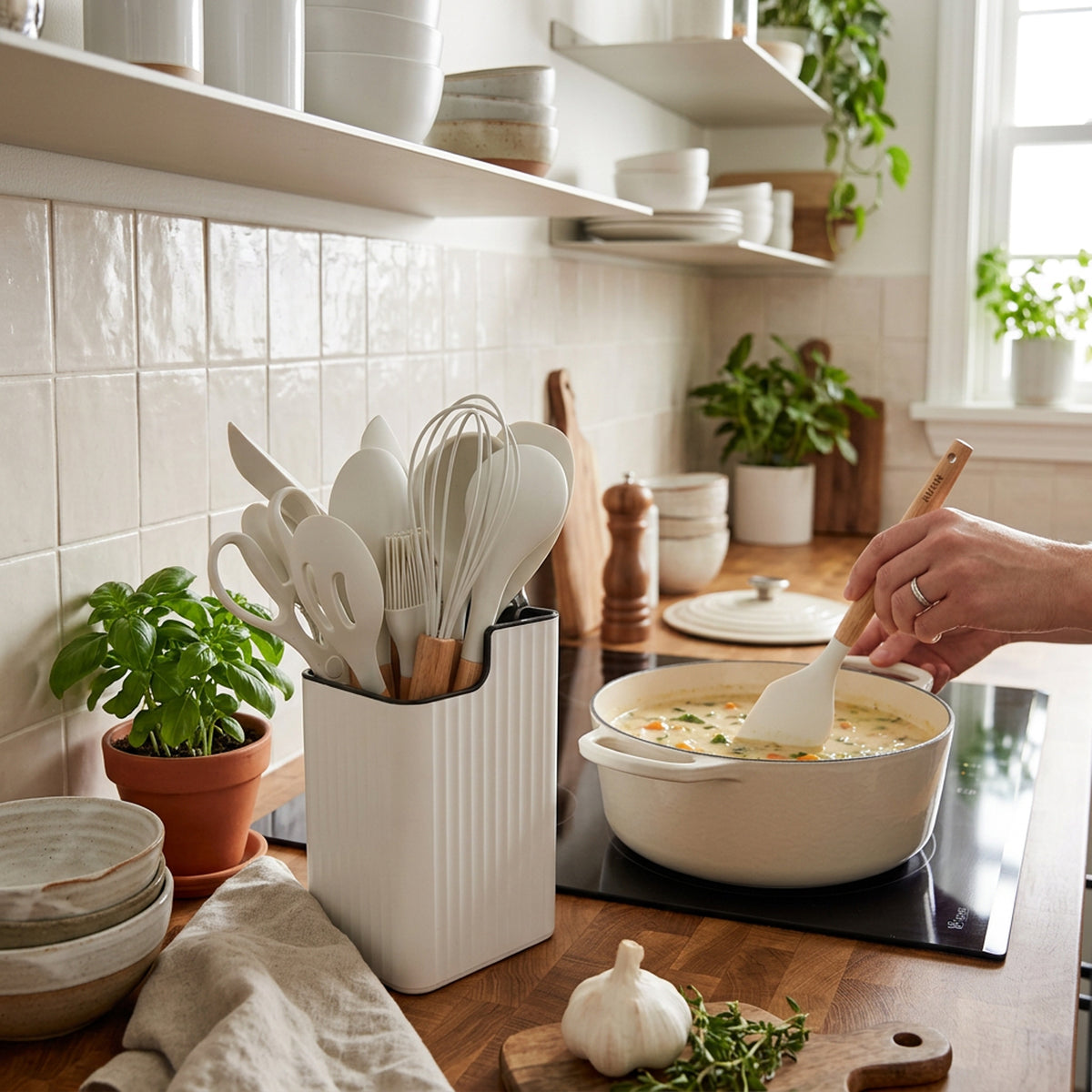 CH 18 Piece Silicone Kitchen Utensil Set - White