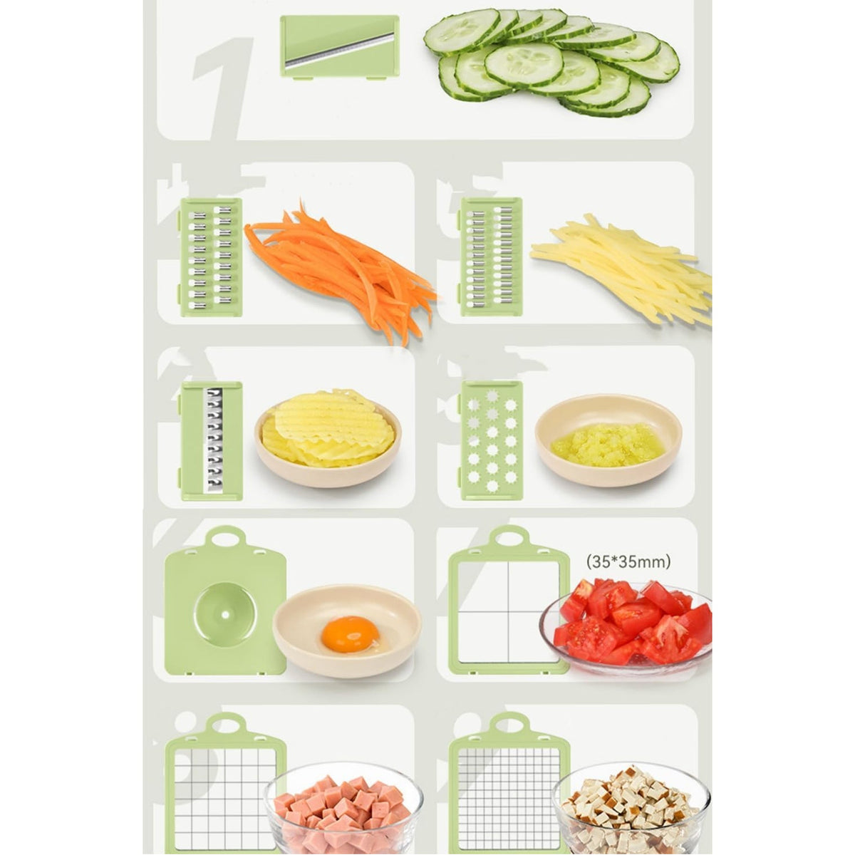 Vegetable cutter blade functions