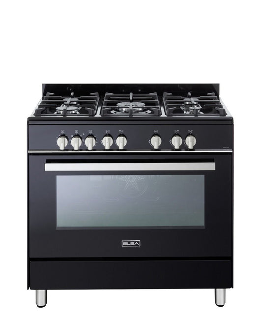 Elba Classic 90cm 5 Burner Gas Cooker With Gas Oven  - Black