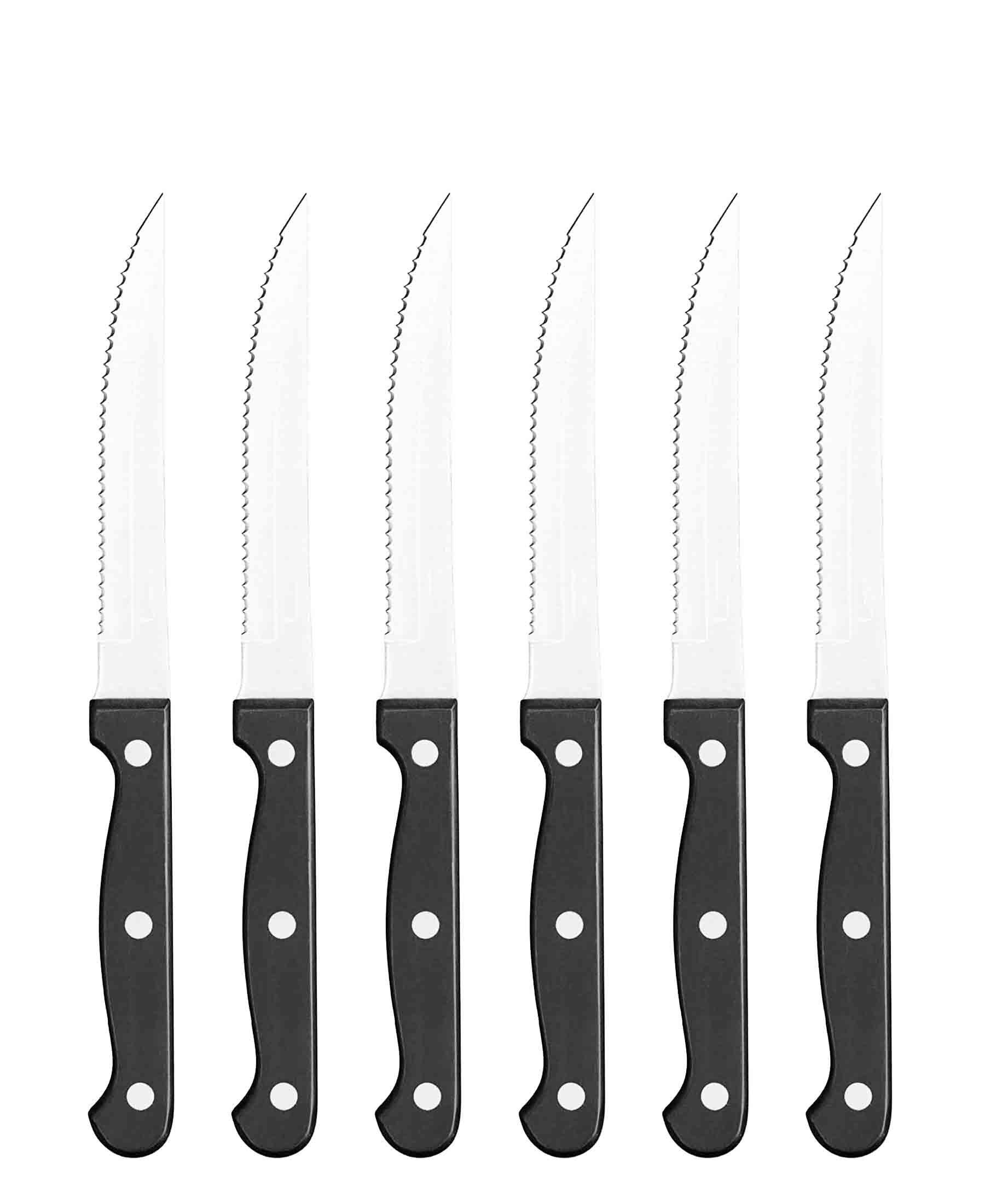Hillhouse 6 Piece Serrated Steak Knife Set - Black & Silver