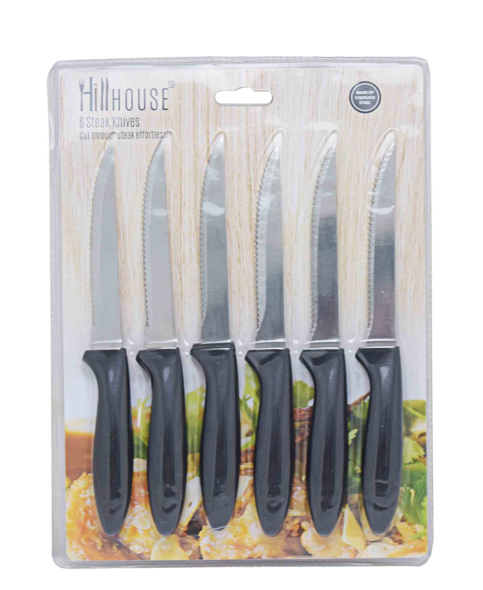 Hillhouse 6 Piece Steak Knife Set - Black & Silver