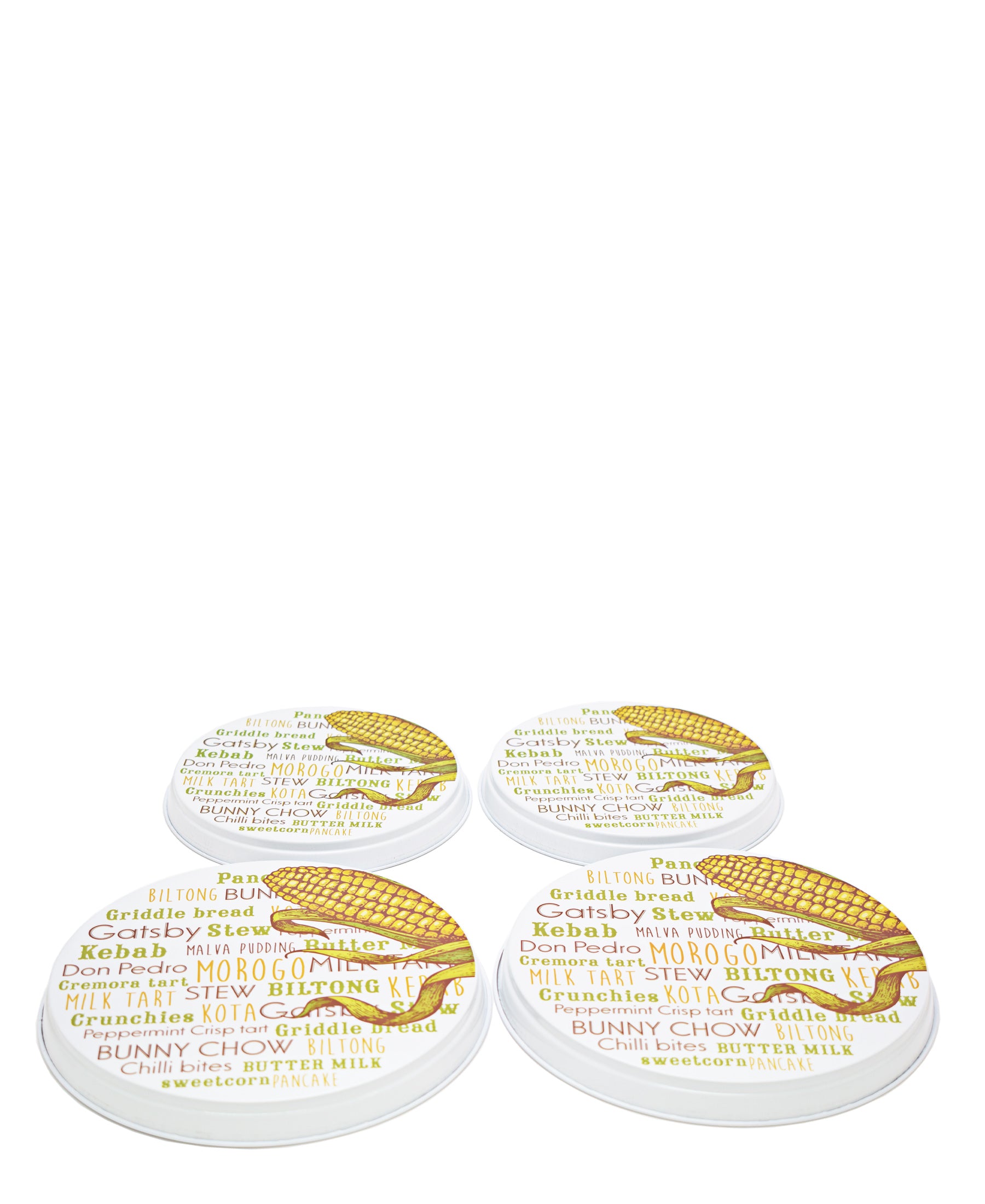 Hillhouse Stove Burner Covers 4 Piece - White With Colourful Words