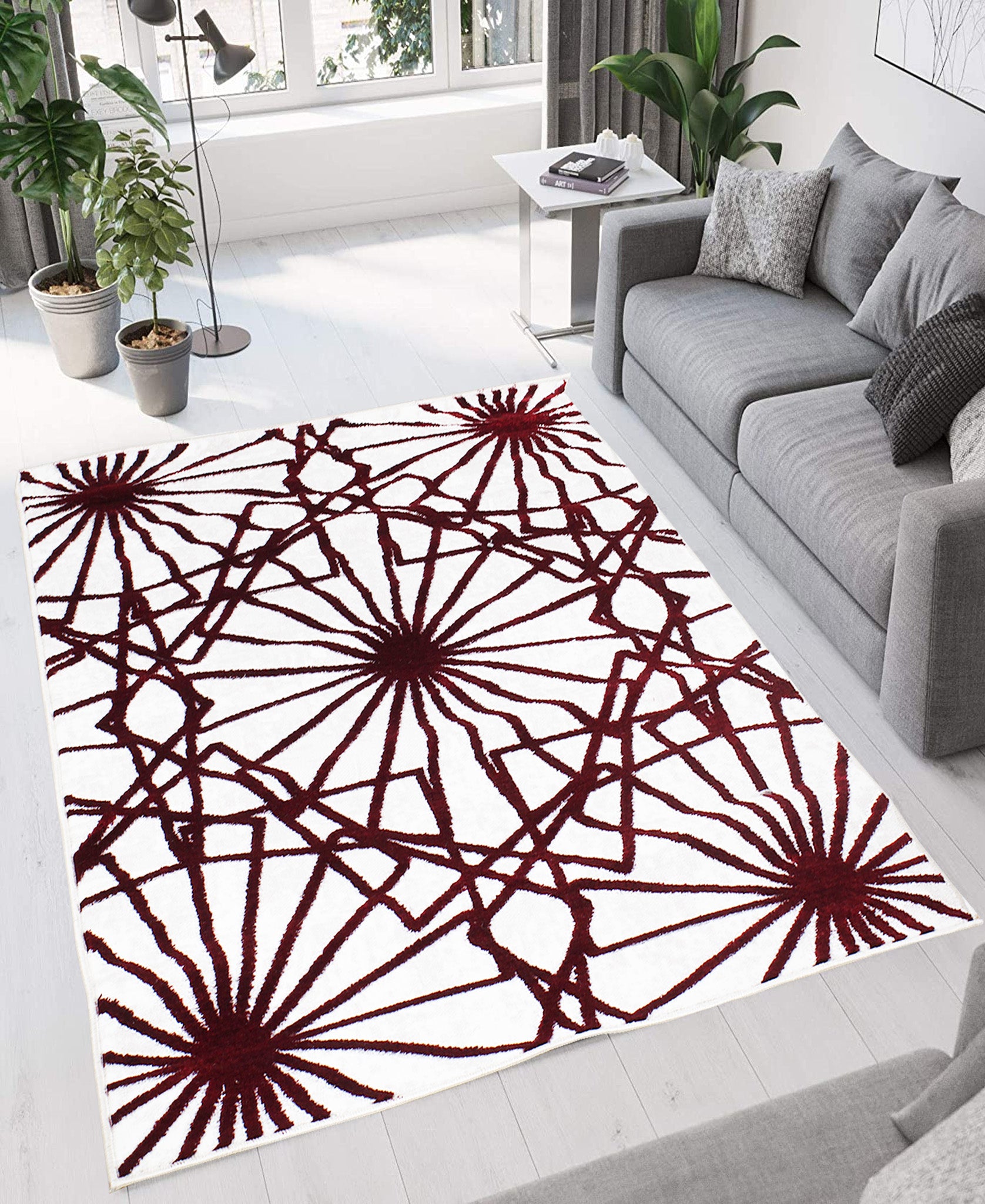 Konya Abstract Carpet 1200mm X 1700mm - Maroon