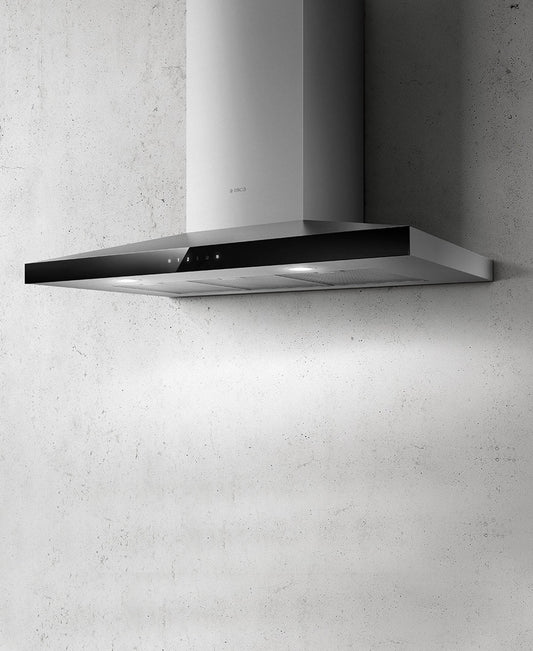 ELICA 90CM SEMI PYRAMID STYLE COOKER HOOD BLACK GLASS AND STAINLESS STEEL FINISH- 10/CLAIRE 90