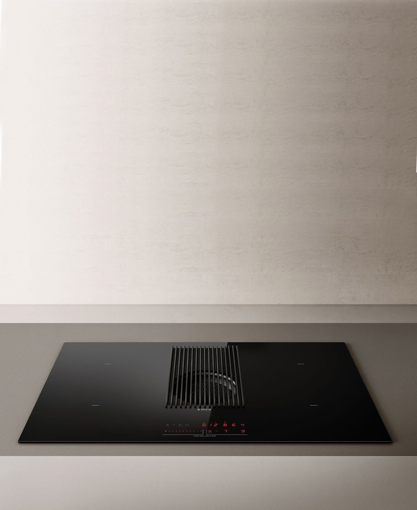 Elica 90cm Hob with Downdraft Extractor Black