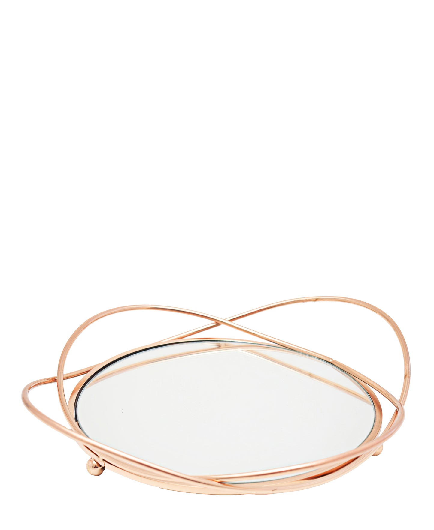 Urban Decor Round 37cm Mirror Tray - Rose Gold