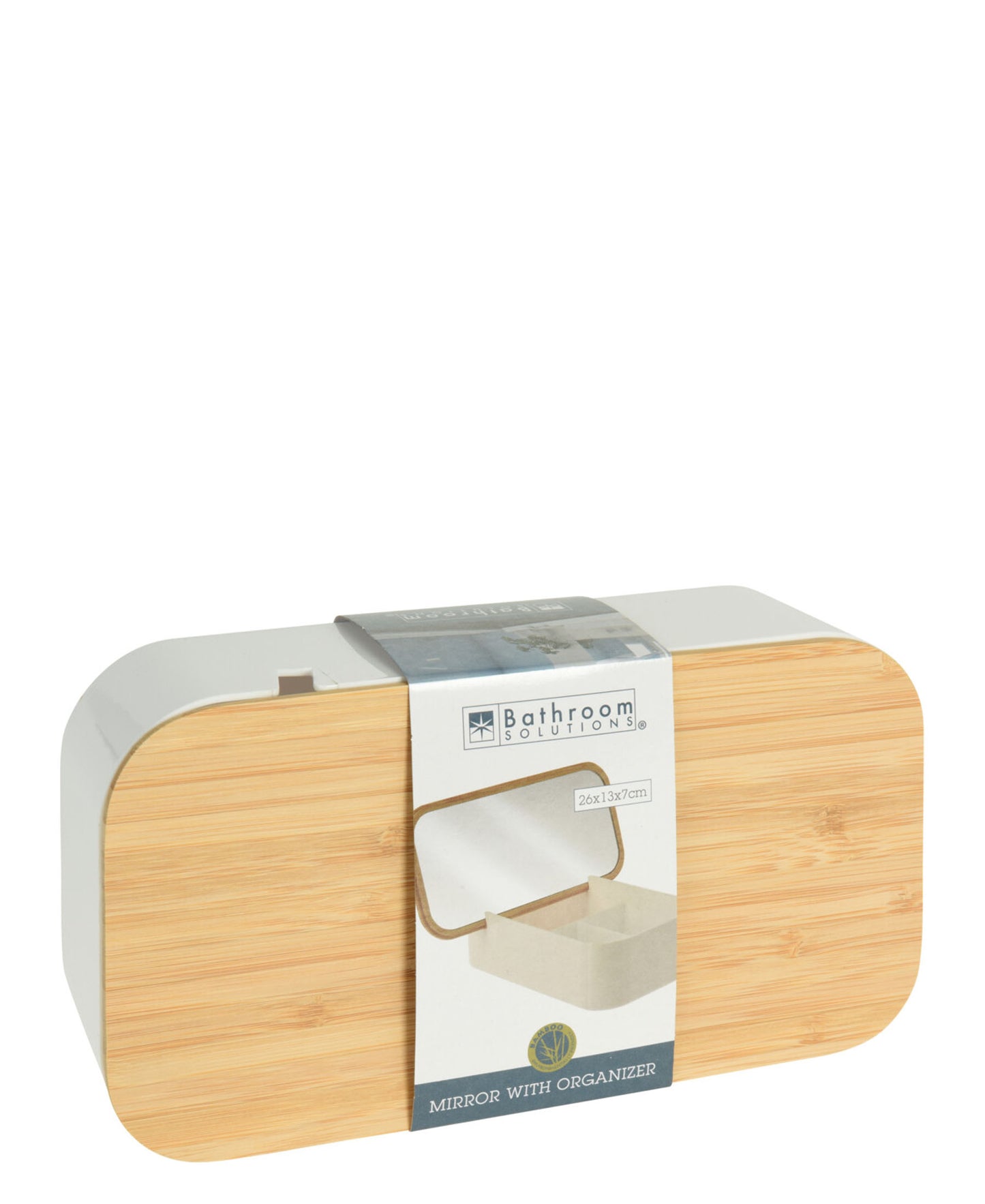 Bathroom Solutions Rectangular Mirror With Organizer 26cm - White