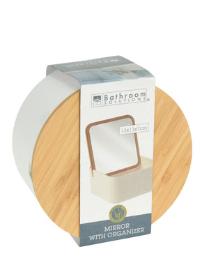 Bathroom Solutions Round Mirror With Organizer 13cm - White