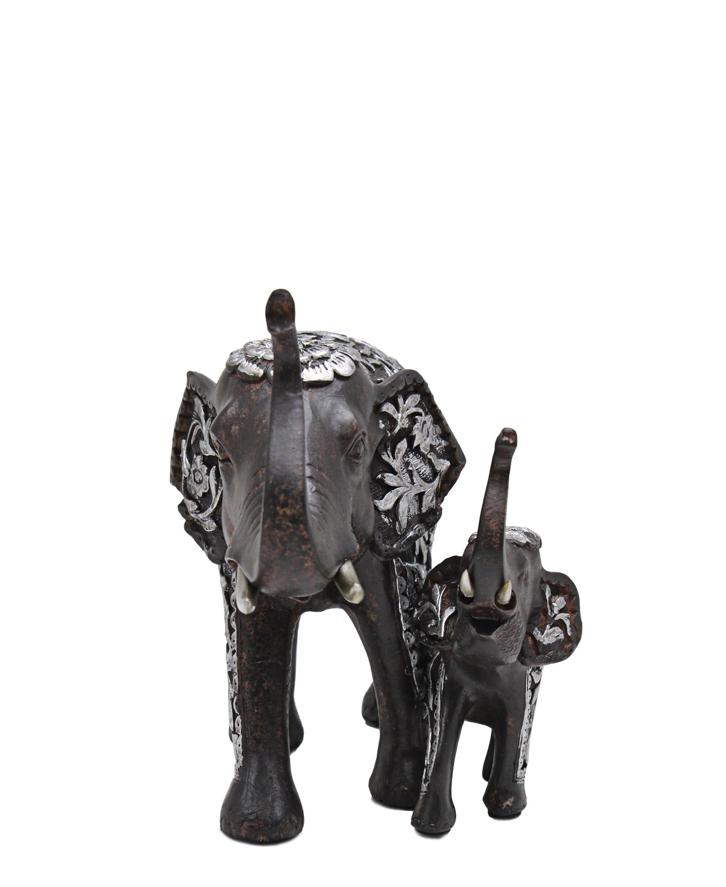 Urban Decor Antique Elephant & Baby Elephant  - Black