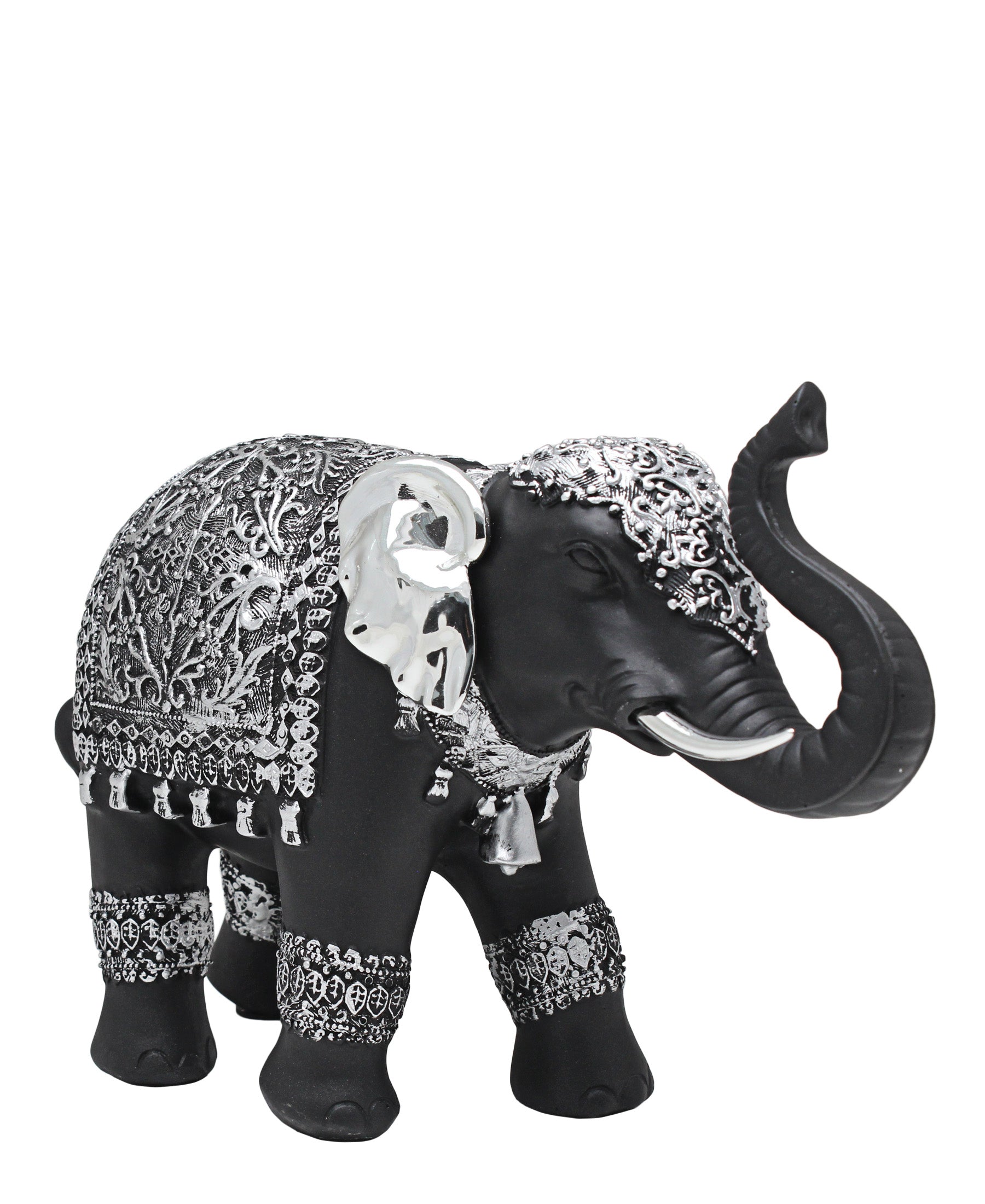 Urban Decor Antique Indian Elephant 36cm - Black & Silver