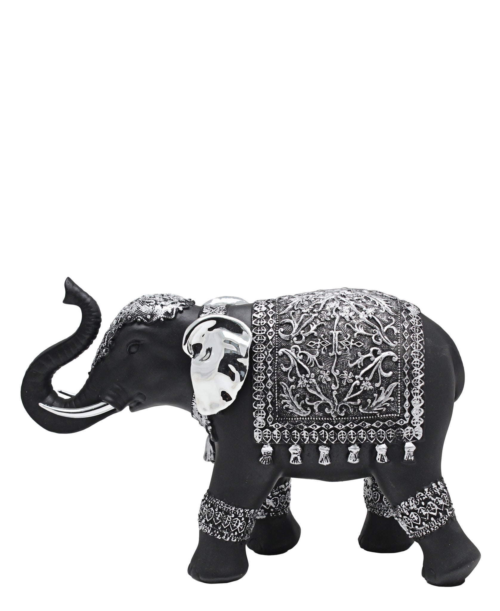 Urban Decor Antique Indian Elephant 36cm - Black & Silver