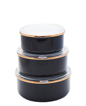 Oms 3-Piece Enamel Storage Container - Black