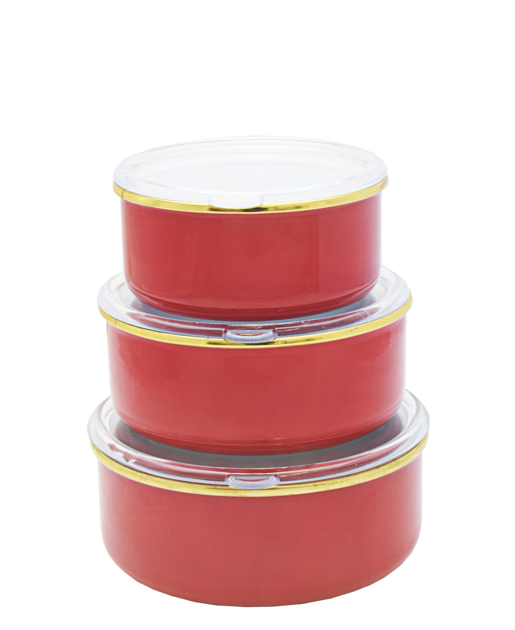 Oms 3-Piece Enamel Storage Container - Red