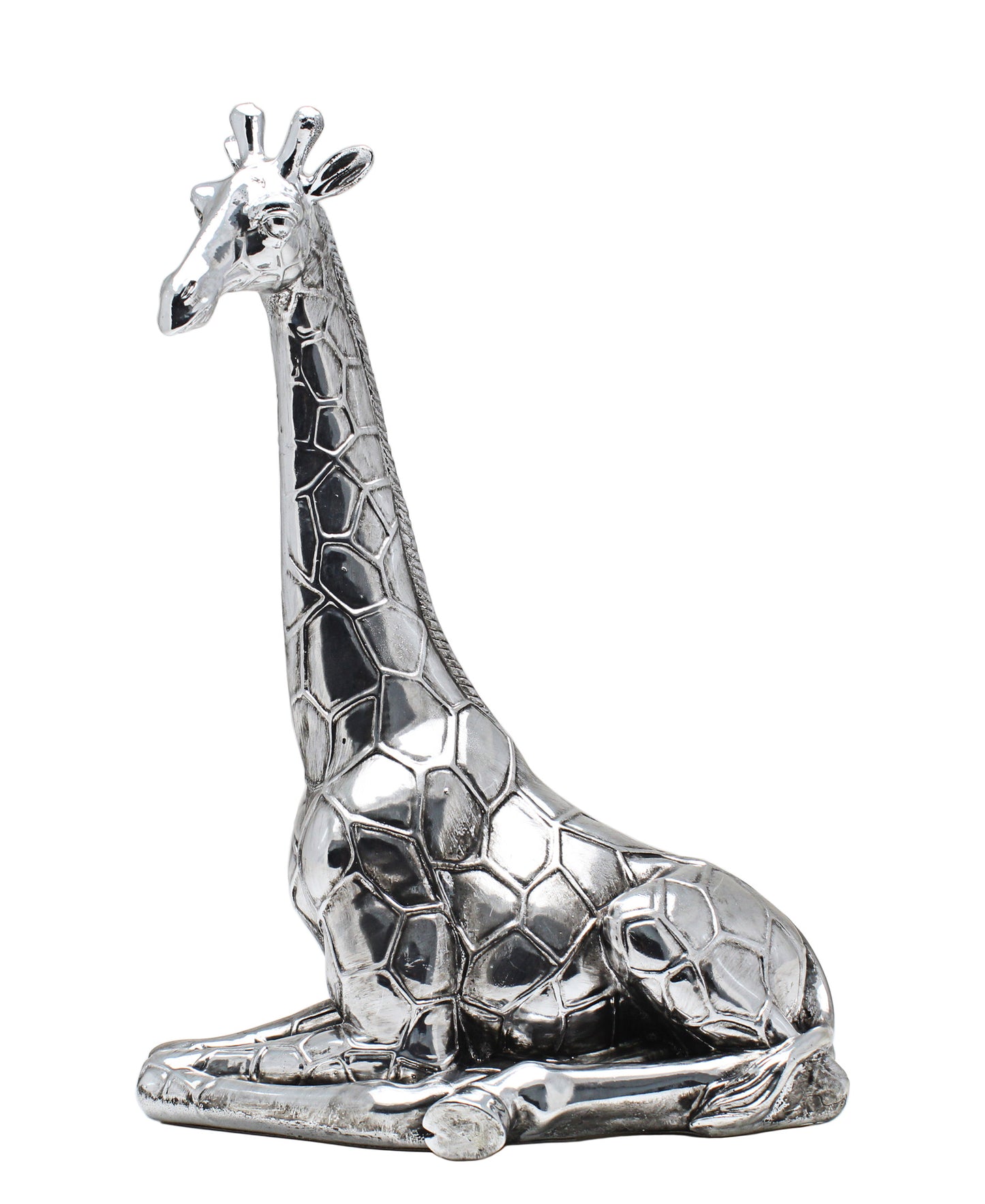 Urban Decor 30cm Antique Sitting Giraffe - Silver