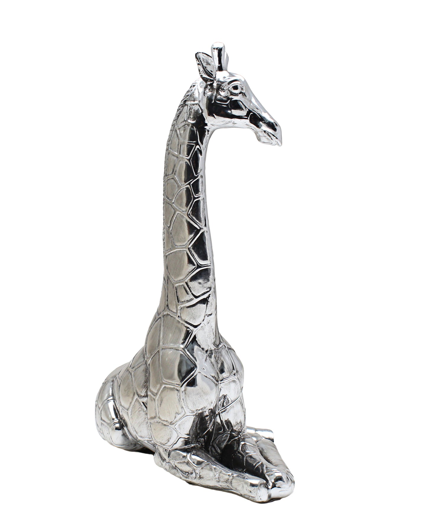 Urban Decor 30cm Antique Sitting Giraffe - Silver