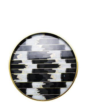 Urban Decor Glass 2 Piece Tray With Marble Finish - Black & White