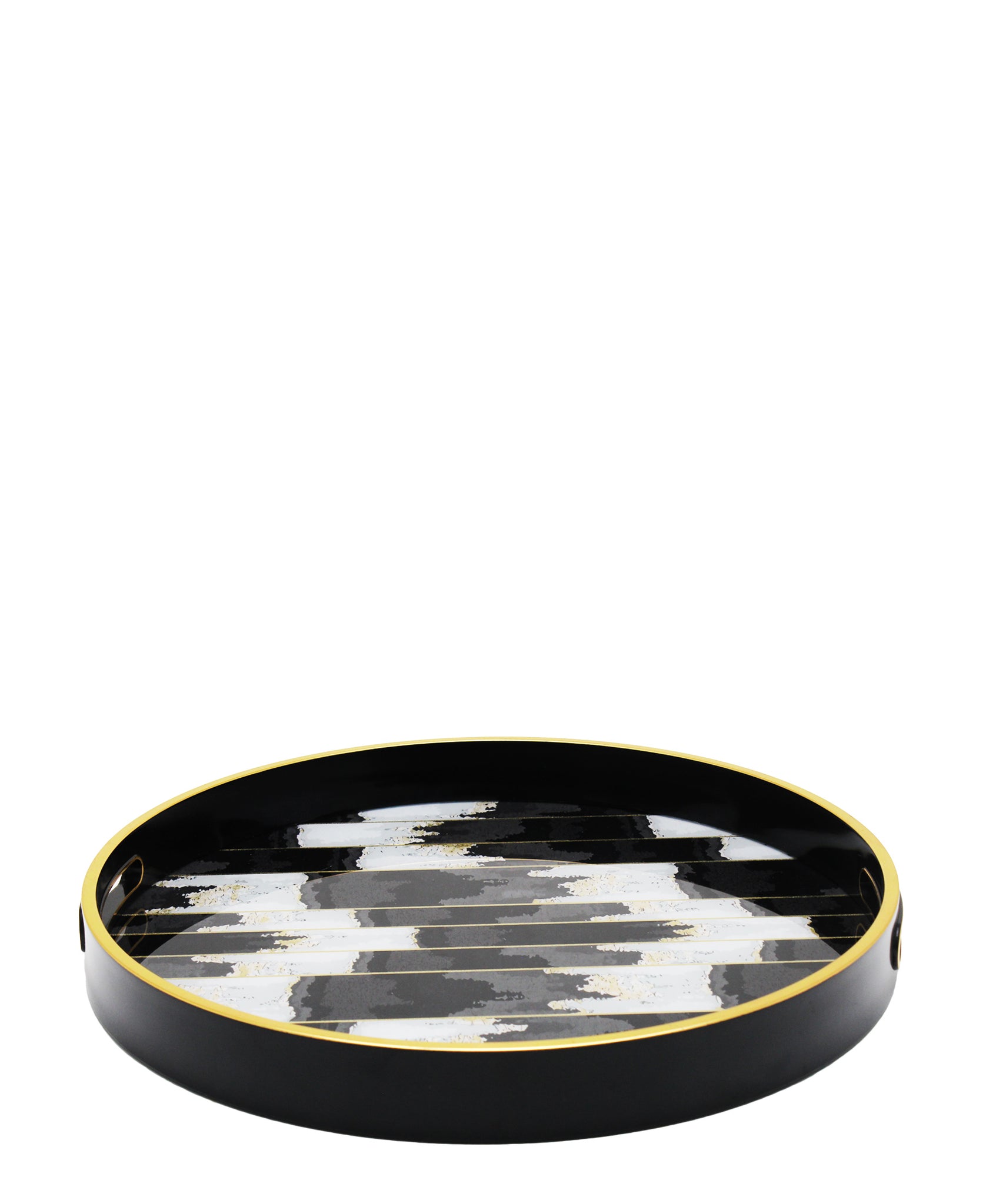 Urban Decor Glass 2 Piece Tray With Marble Finish - Black & White