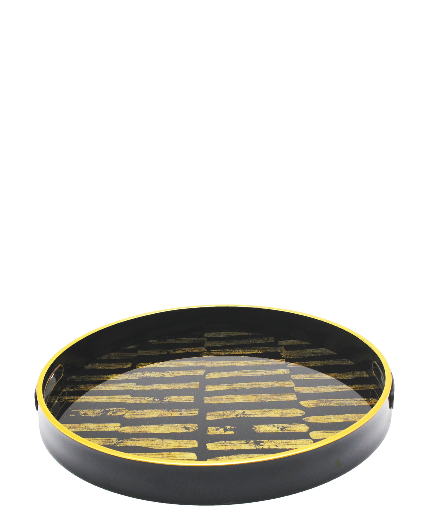 Urban decor Glass 2 Piece Tray With Marble Finish - Black & Yellow