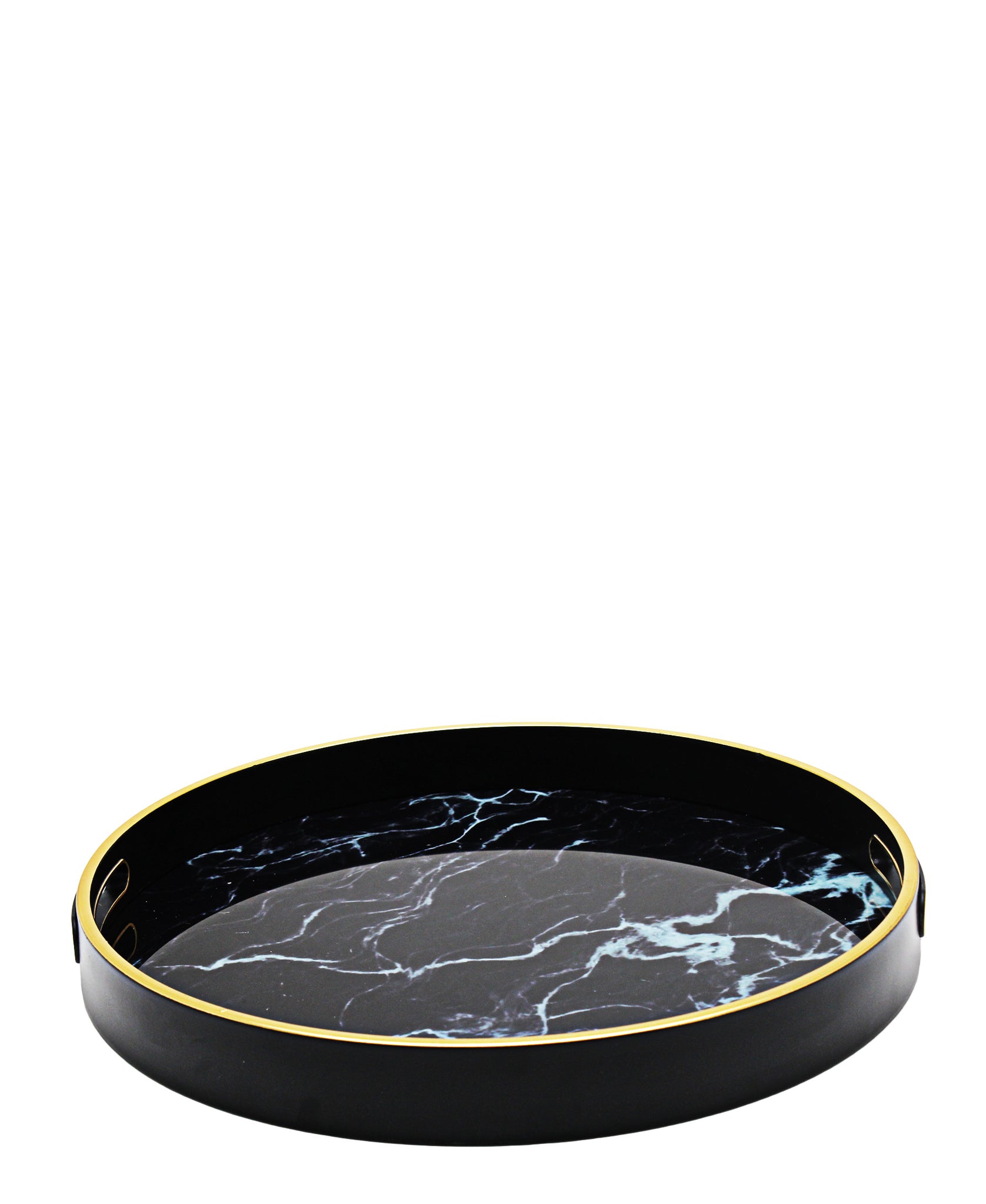 Urban Decor Glass 2 Piece Tray With Marble Finish - Black