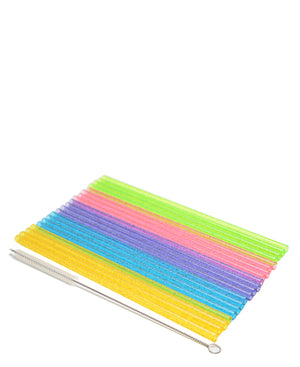 Joie Glitter Straws With Brush 20 Piece - Assorted