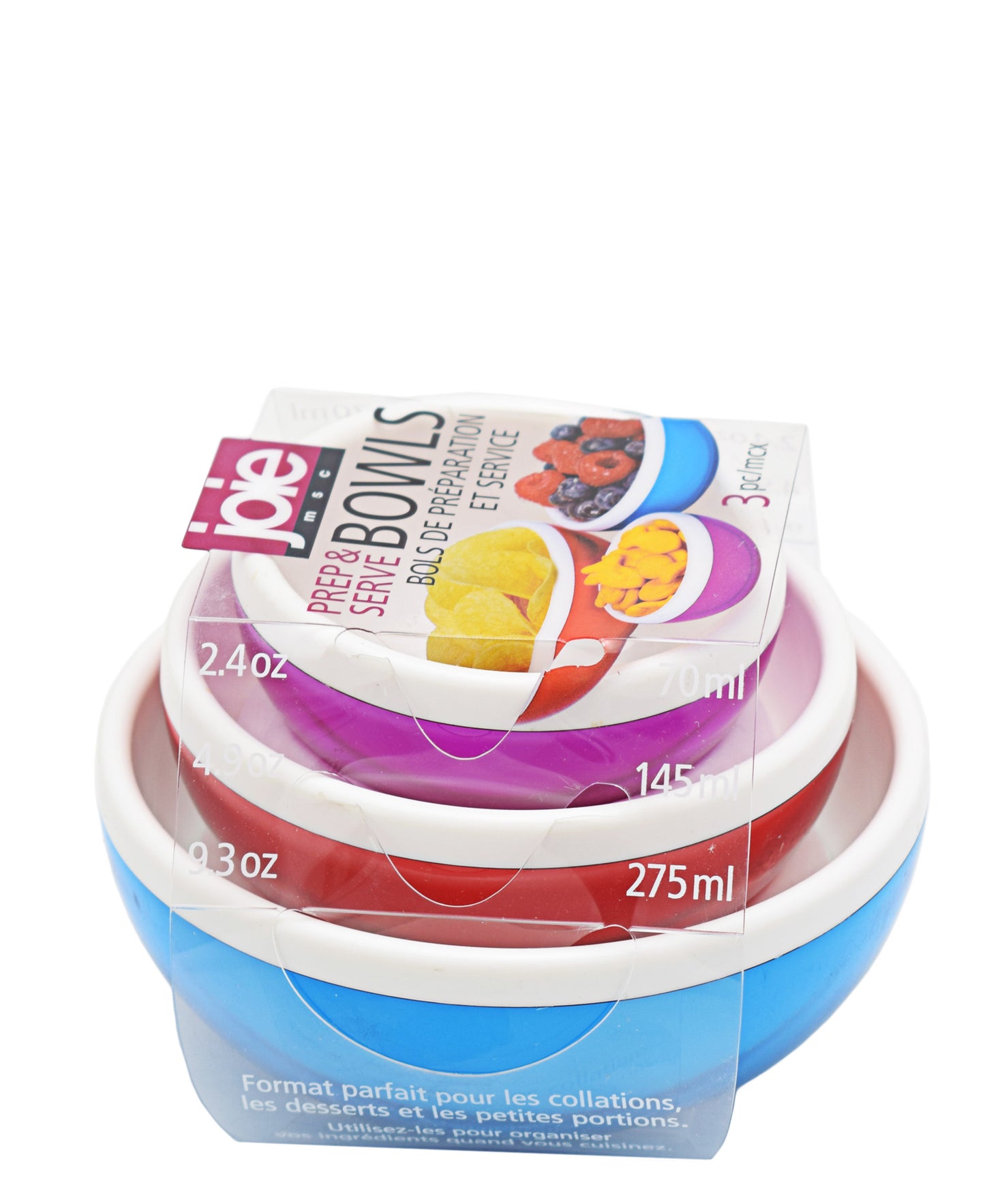 Prep & Serve Bowl 3 Piece - Pink, Red & Blue