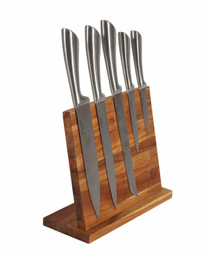 Eeetrite 6 Piece Knives With Acacia Stand - Brown