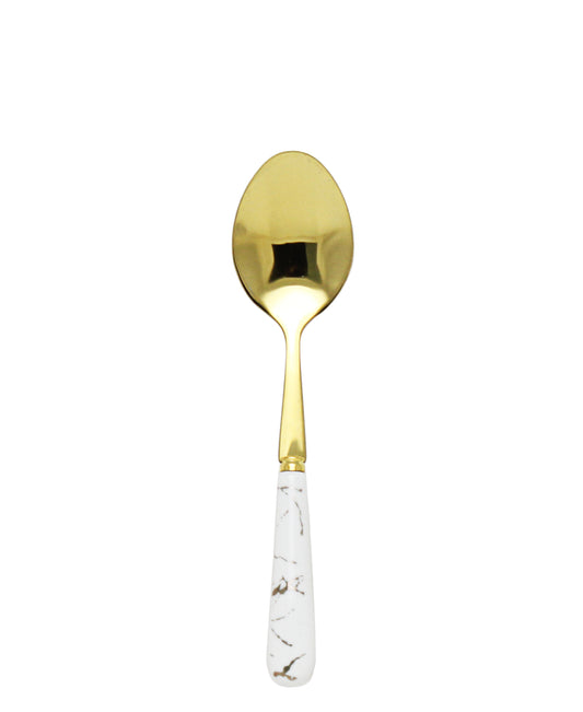 Kitchen Life 6 Piece Golden Spoon Set - White & Gold