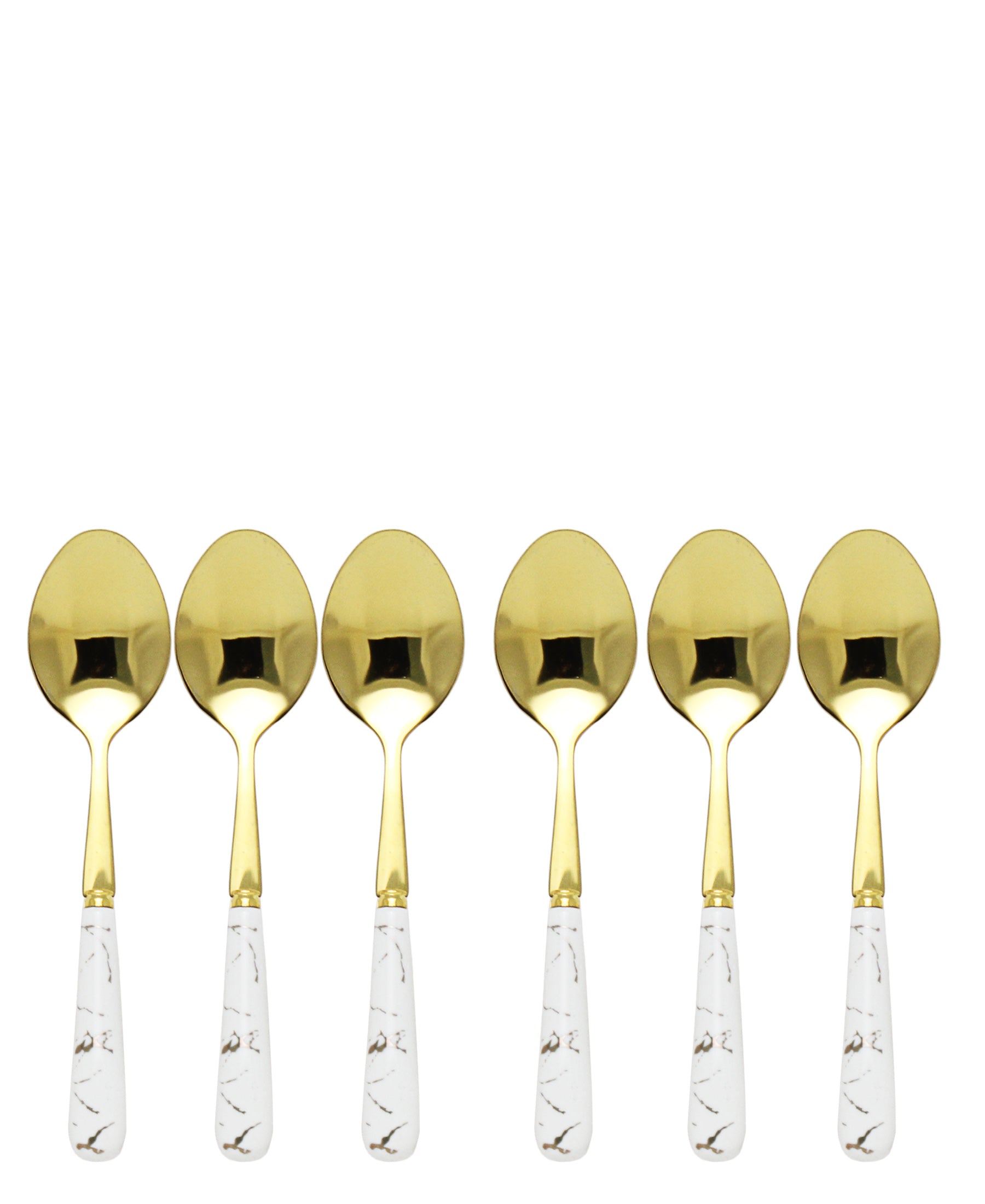 Kitchen Life 6 Piece Golden Spoon Set - White & Gold
