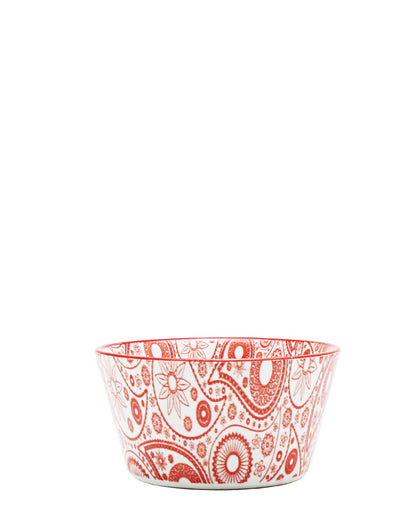 Shanghai Footed Bowl 9,3cm - White & Red