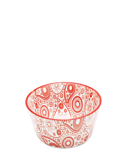 Shanghai Footed Bowl 9,3cm - White & Red