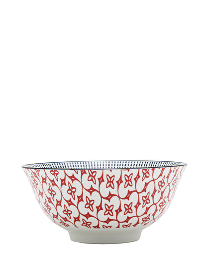 Shanghai Footed Bowl 15,5cm - White & Red