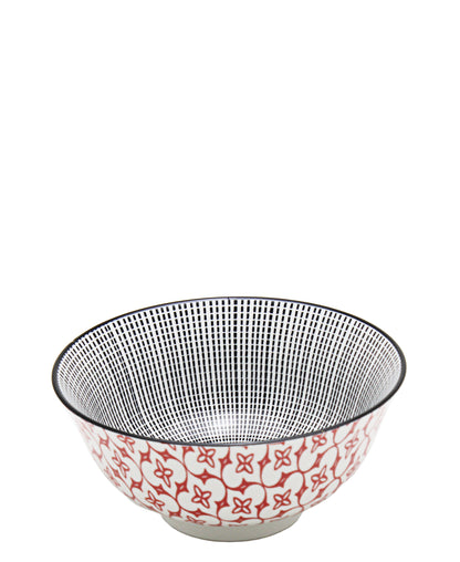 Shanghai Footed Bowl 15,5cm - White & Red