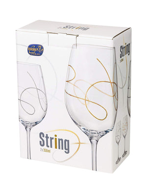 Eetrite 2 Piece Viola Flute 350ml Glasses - Clear With String Print