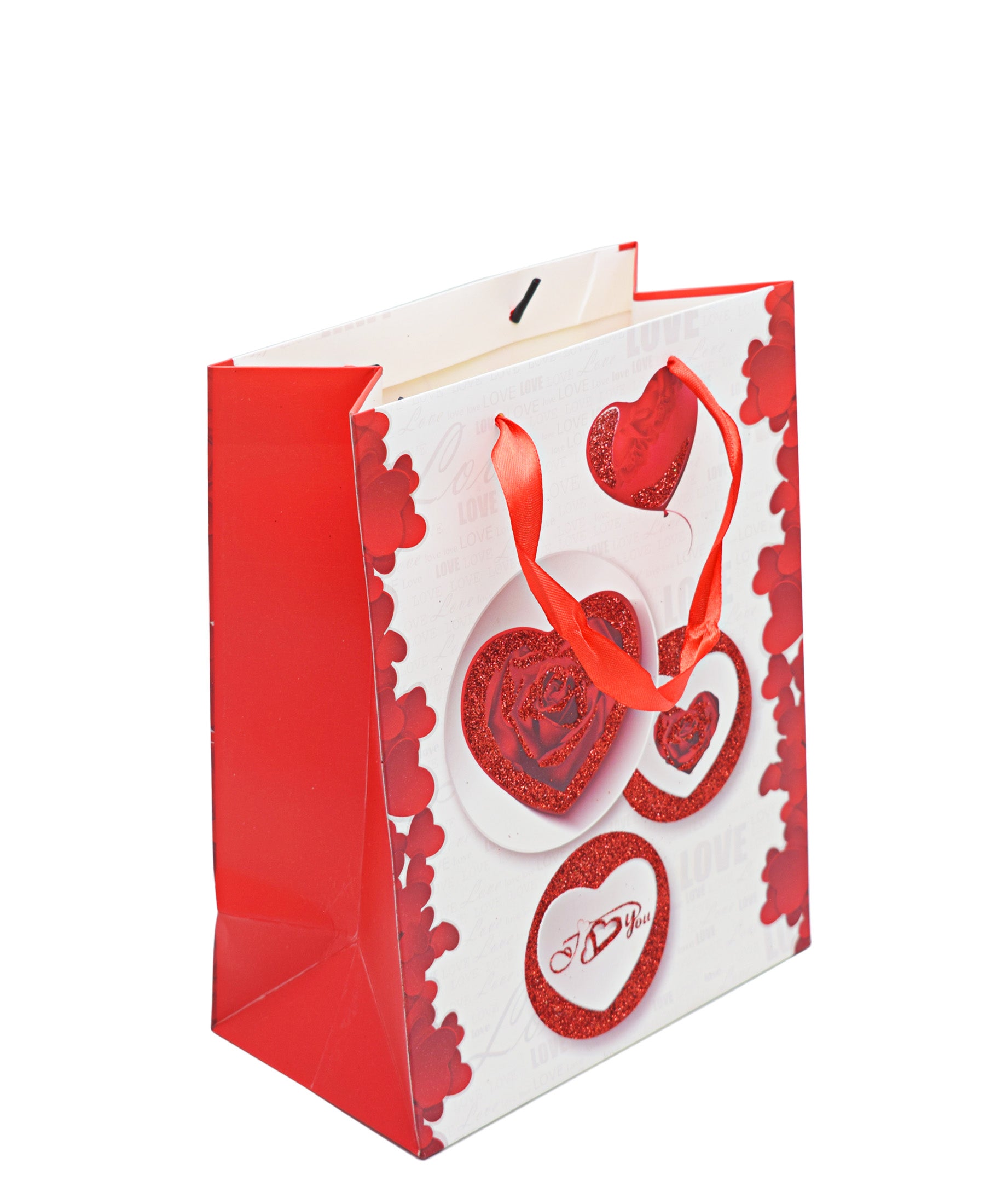 Lovers Design Heart Gift Bag - Red