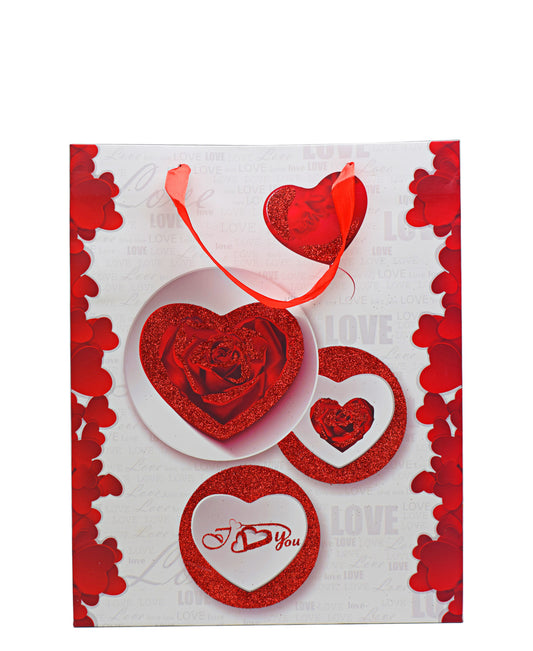 Urban Decor Gift Bags 4 Hearts - Red & White