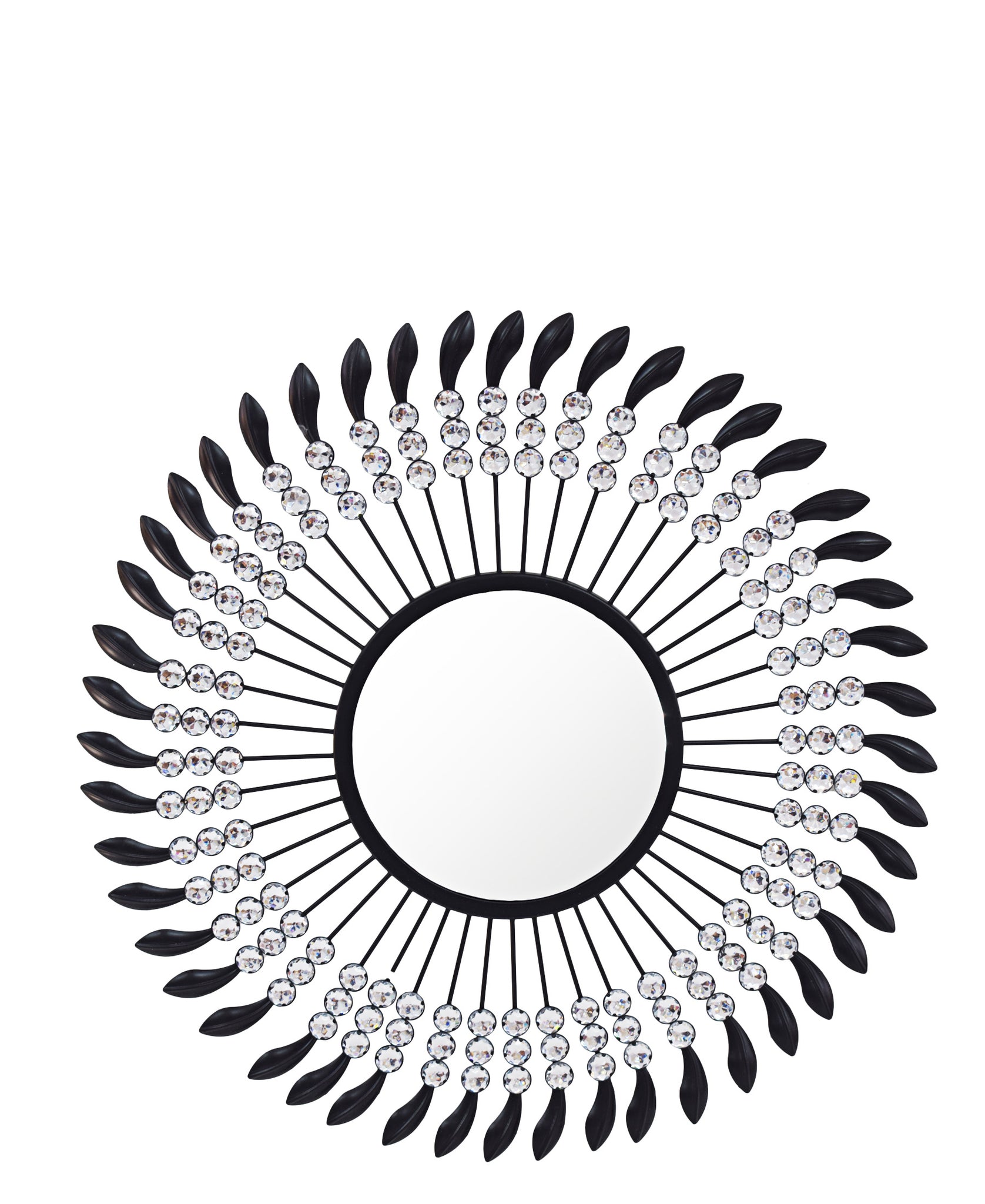Urban Decor 80cm Inception Round Mirror - Black & Silver