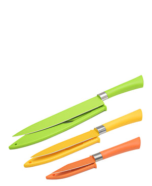 Table Pride 3 Piece Knife Set - Green, Orange & Yellow
