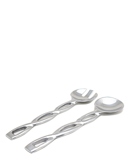 Glacier Salad Servers Set Of 2 Rope - Silver