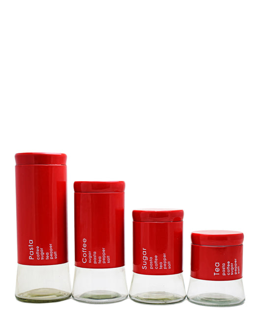 CTH Storage Glass Canister 4 Piece - Red