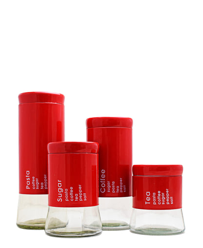 CTH Storage Glass Canister 4 Piece - Red