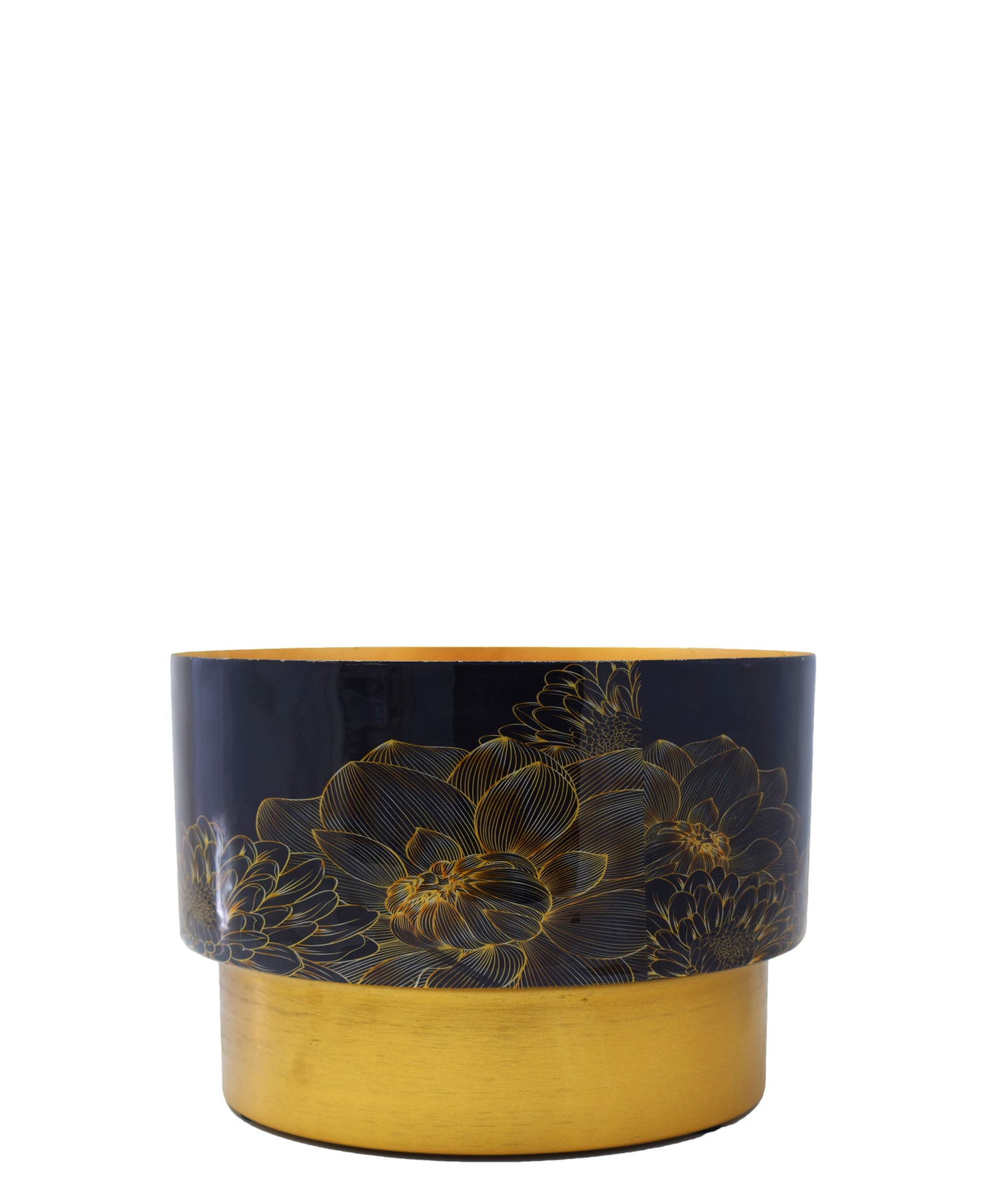 Urban Decor 30 x 20cm Sarai Pot With Pattern - Black & Yellow