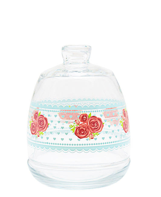 LAV Lora Sugar Bowl - Clear With Floral Print