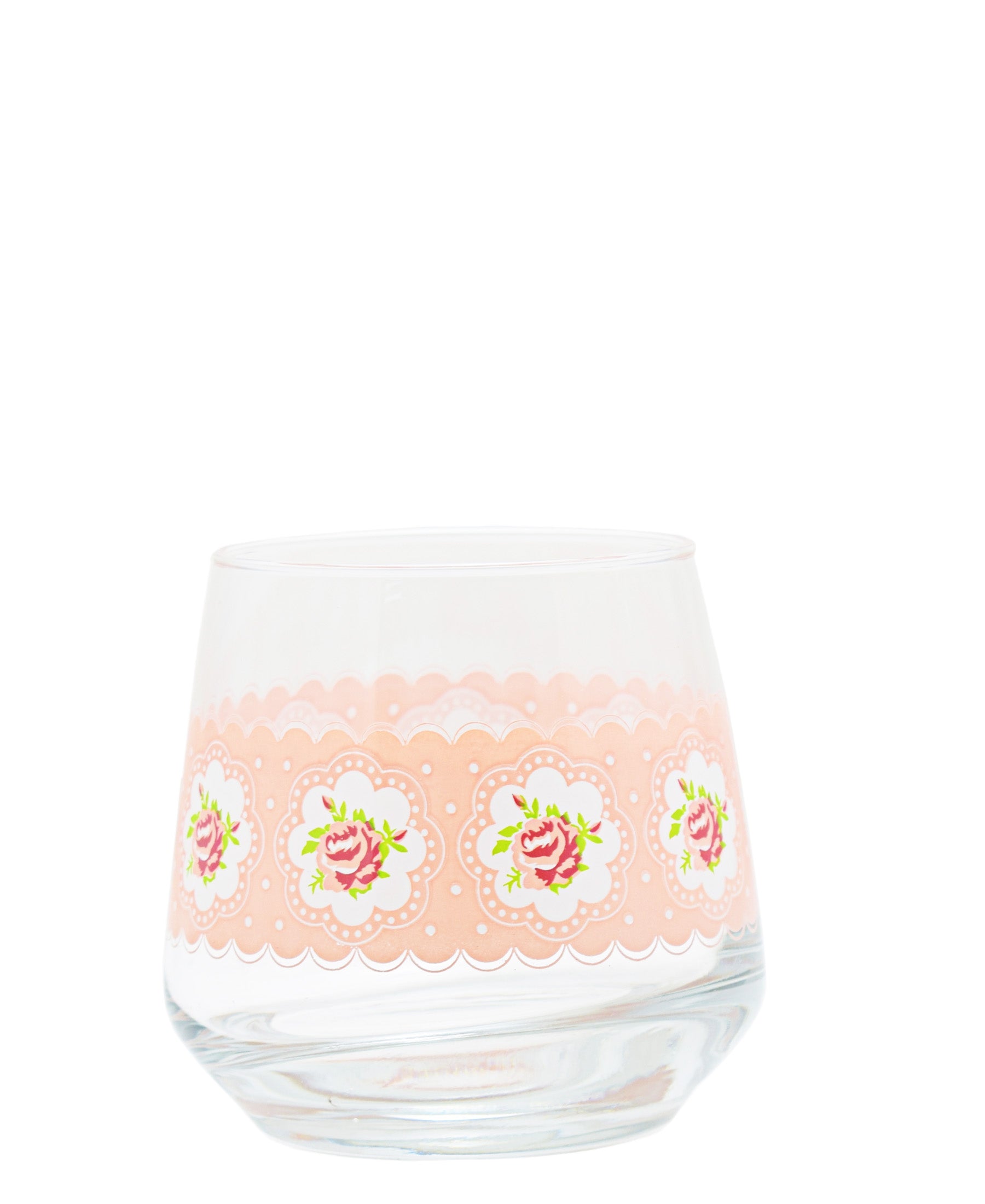 LAV 3 Piece Mona 345ml Whiskey Glass - Clear With Pink Print