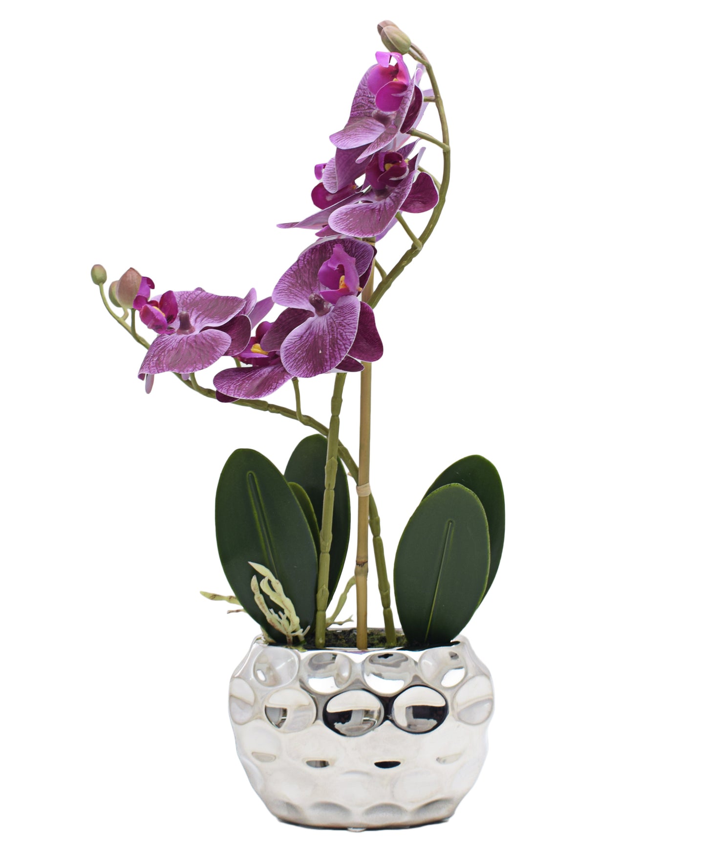 Urban Decor Purple Orchid Silver Pot - 33CM