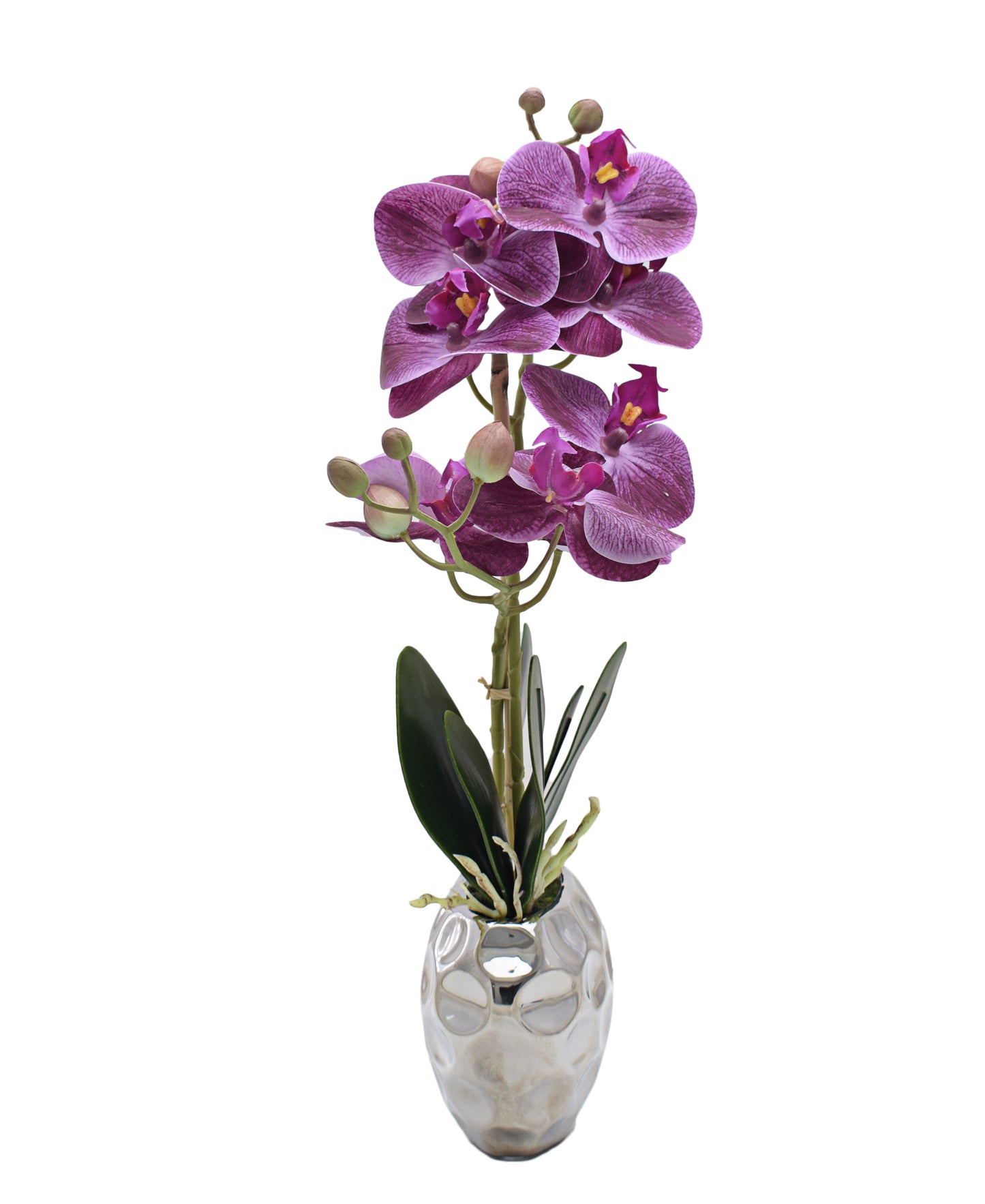 Urban Decor Purple Orchid Silver Pot - 33CM