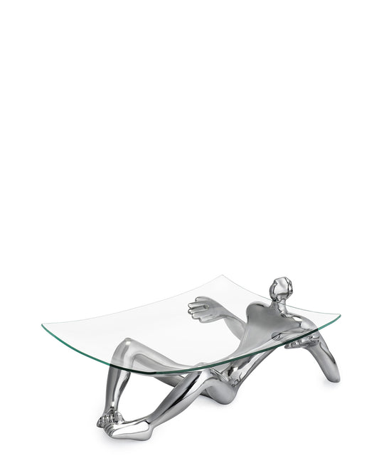 Carrol Boyes Glass Platter With Stand - Silver