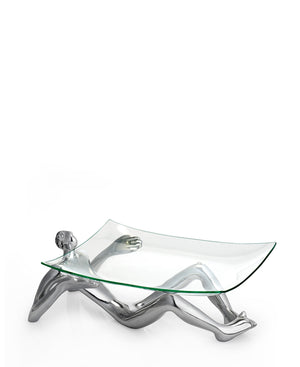 Carrol Boyes Glass Platter With Stand - Silver