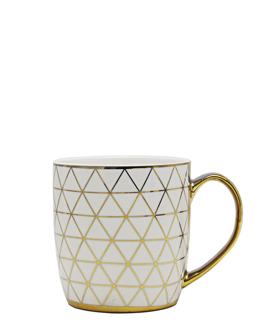 Kitchen Life Ceramic Embedded Diamond Mug - White & Gold