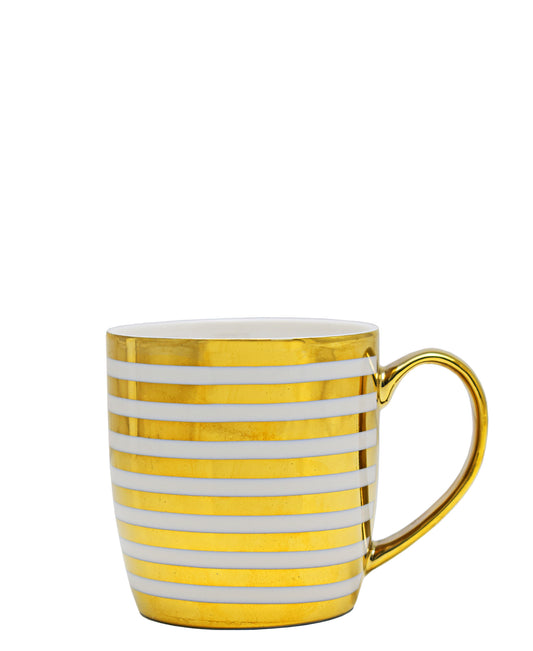Kitchen Life Ceramic Embedded Line Mug - White & Gold