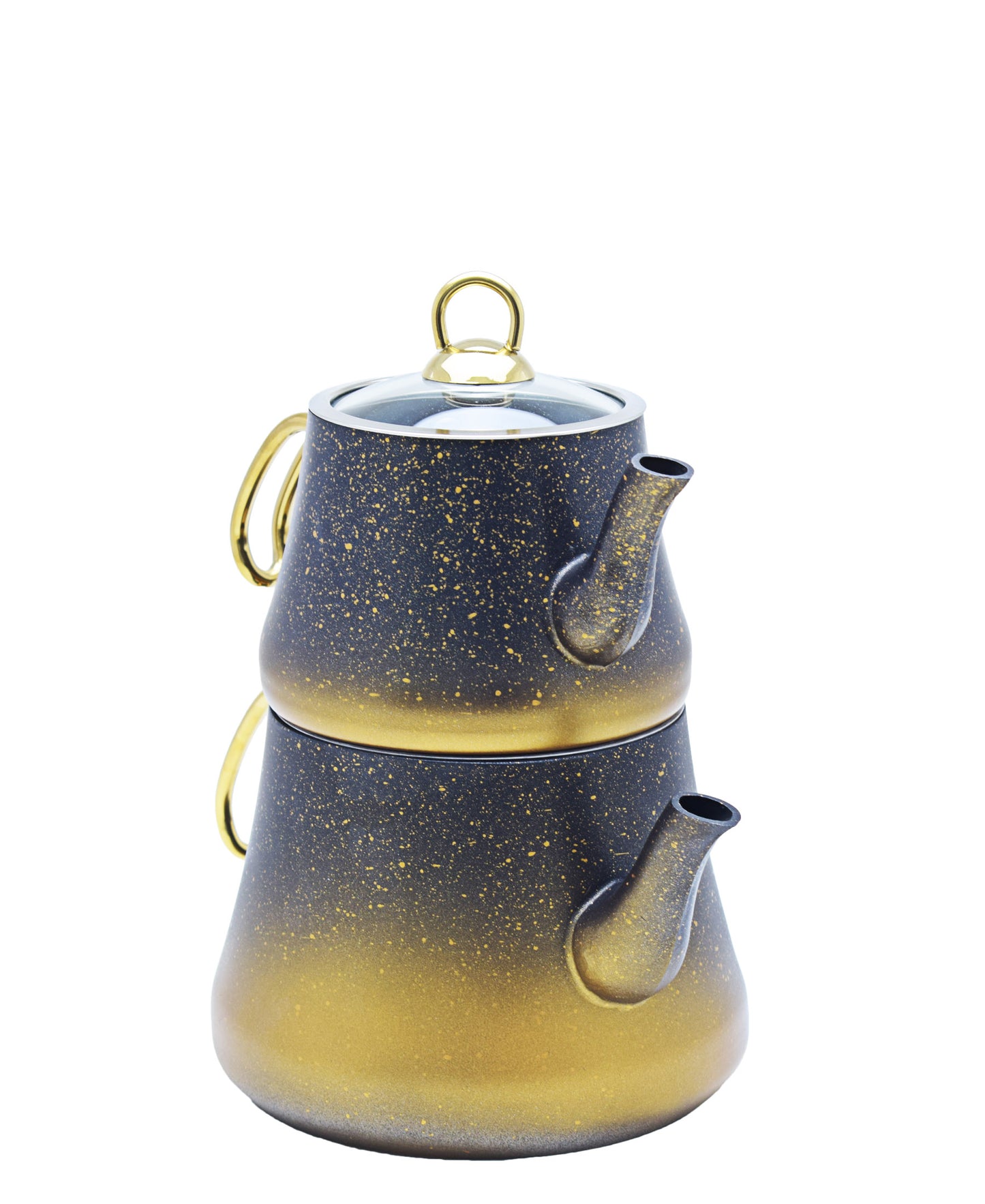 OMS Granite Double Teapot Large - Black & Gold